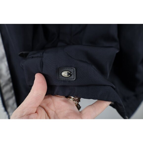 Vintage 90s Champion Mens Medium Spell Out Lined Windbreaker Bomber Jacket Black - Picture 6 of 16